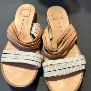 Dolce Vita Tan and Cream Sandals with Criss-Cross Straps